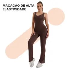 Macacão Fitness Com Costas Descobertas Esportivo De Ioga Feminino  Tecido de secagem rápida Vem com sutiã integrado