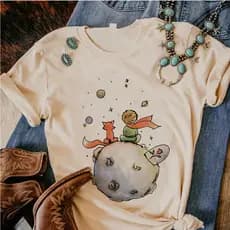 Camiseta Infantil Pequeno Príncipe T-Shirt Desenho Camisa Unissex 100% Algodão Blusa Feminina