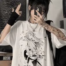 Camiseta Anime Frieren Camisa 100% Algodão Blusa Geek T-shirt Feminina StreetWear Masculina
