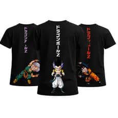 Kit 3 Camisetas Trunks Goten Camisa Fusão Gotenks Blusa Casal 100% Algodão Masculino
