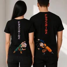 Kit Camiseta Gohan e Goku Camisa Casal Dragon Ball Z 100% Algodão Blusa Fusão