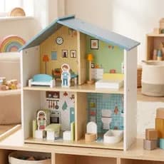 Casa De Boneca Infantil Madeira Mobiliada Brinquedo Educativo