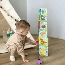 Blocos empilhar dinossauro bebê encaixe coordenação motora brinquedo educativo 12 meses+ infantil