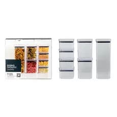 KIT 7 Potes Herméticos  Quadrado Acrílico Cristal Empilháveis GANHE ETIQUETA PERSONALIZADA