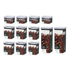 Kit 12 Potes Herméticos Quadrado Para Alimentos Potes Empilháveis Organização Cozinha