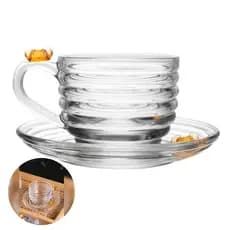 Xícara de Chá com Pires Little Bee 200ml de Cristal - Lyor