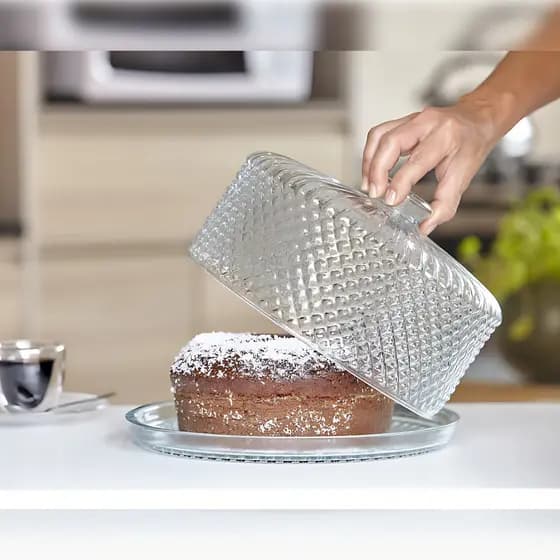 Boleira Prato de Bolo de Vidro com Tampa Bico de Jaca