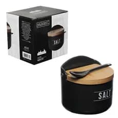Saleiro Porcelana e Bambu 290ml Preto Manhattan Hauskraft
