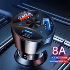 Carregador Veicular 3 Portas Turbo USB Carregador Para Carro - Envio Imediato