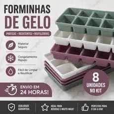 Kit 8 Formas de Gelo Coloridas Plástico - Forminhas sortidas - para Geladeira Freezer Sucos Bebidas