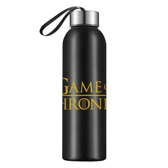 Squeeze Sport Plástico Preto Com Tampa Cromada 800ml - Game Of Thrones