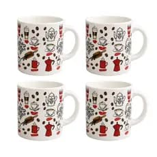Jogo 4 Xícaras de Café Cerâmica 60ml Design Elegante com Embalagem Ingift Box