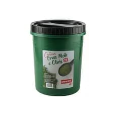 Pote Redondo Plastico 2L para Armazenar Erva-Mate e Chás Tampa Rosca, Cor Verde