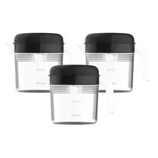 Kit 3 Jarra Medidora 1,2L com Tampa Preta, Alça Ergonômica e Bico Dosador