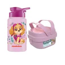 Kit Escolar Rosa Com Squeeze Skye 500ml e Pote Marmita Rosa