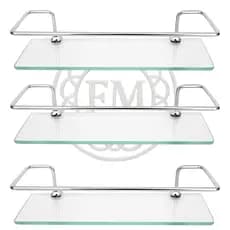 Kit  Prateleira/Portas Shampoo Reto Banheiro Vidro 6mm Suporte Shampoo