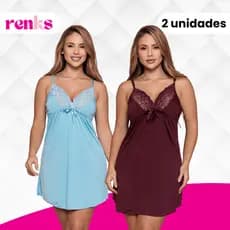 Kit C/2 Camisola Lisa Sem Bojo Em Liganete Com Renda Sensual