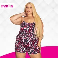 Pijama Baby Doll Plus Size Grande Alcinha Curto Calor Estampado Ondinha