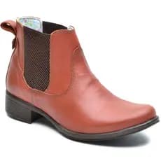 Coturno Bota Chelsea Country Feminina Em Couro Macia Leve