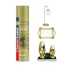 Tinta Spray Dourado Chemicolor 400ml Uso Geral Alta Cobertura Secagem Rápida