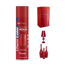 Tinta Spray Metálica Vermelho Chemicolor 400 ml – Acabamento Brilhante