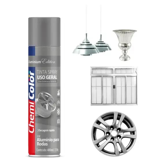 Tinta Spray Alumínio para Rodas Chemicolor 400 ml – Brilho e Proteção Automotiva