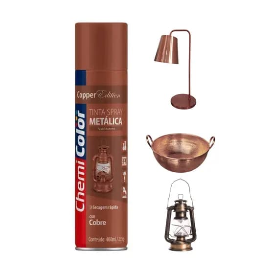 Tinta Spray Metálica Cobre Chemicolor 400 ml – Acabamento Cobre