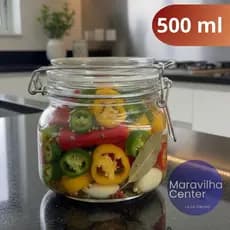 Pote de Vidro 500 ml Hermético com Trava de Inox - Pote ideal para conserva