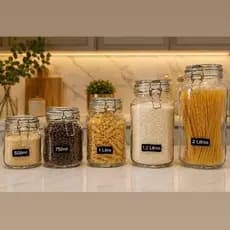 Kit de Pote de Vidro com vedação Hermética e Trava de Inox - Pote de Vidro Ideal para mantimentos