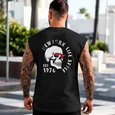 Camiseta Regata Machão Masculina Caveira 1976 Regata Masculina Verão