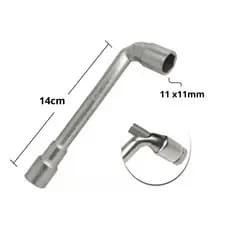 Chave Vazada Biela Curta em L com Furo 2 Bocas Sextavada Fertak Tamanho: 11X11 Mm