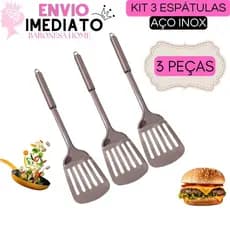 Espátula Vazada de Hambúrguer Lanche 100% Inox Utensilio Espátula de Lanches Frituras Chapeiro Lanchonetes