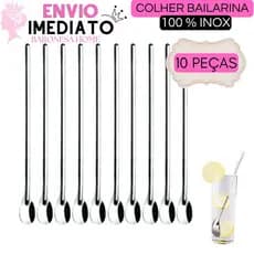 Colher Bailarina Colher de Suco Drinks Milkshake Colher Comprida Longa 30cm Barman Bartender Hoteis Restaurantes