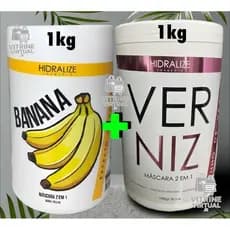 Kit Máscara Capilar 2 em 1 Hidralize Banana + Verniz 1kg Cada - Nutrição e Brilho