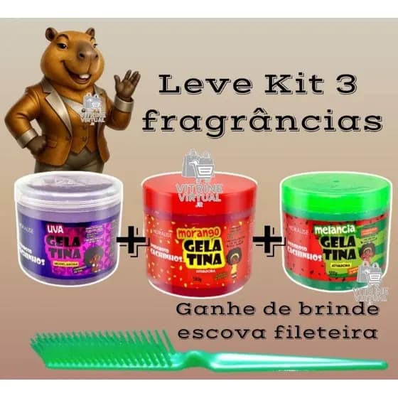 Kit Gelatina Modeladora e Ativadora – 3 Fragrâncias + Brinde Exclusivo
