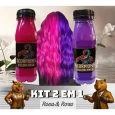 kit Tonalizante Capilar Scorpion's Color Hair 200ml  uso Adulto e Infantil ( Rosa e Roxo )