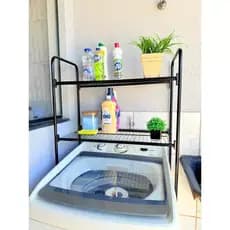Kit com 2 Rack Estante para Lavanderia – Prateleira Organizador em Aço para Máquina de Lavar – Preto ou Branco