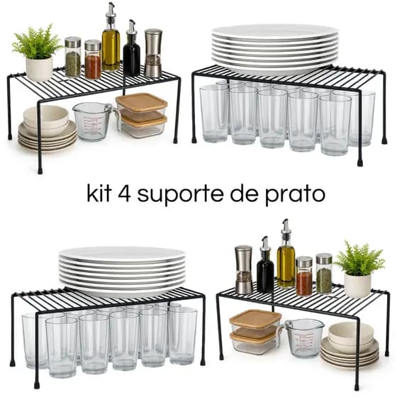 Kit 4 Suporte Organizador De Prato Multioso 40cm