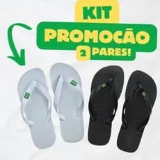 Kit 2 Pares Chinelo de Dedo Unissex Adulto e Infantil com Bandeirinha Brasil – Leve e Confortável