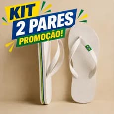 Kit 2 Chinelos de Dedo Unissex Adulto e Infantil com Bandeirinha Brasil Leve e Confortável