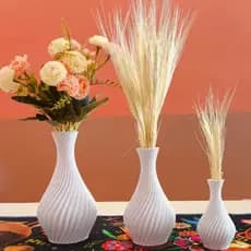 Kit Vasos Decorativos Espiral - Cor Branco - Moderno / Luxo / Elegante