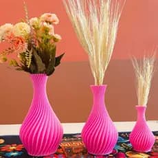 Kit Vasos Decorativos Espiral - Cor Rosa - Moderno / Luxo / Elegante