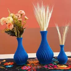 Kit Vasos Decorativos Espiral - Cor Azul - Moderno / Luxo / Elegante