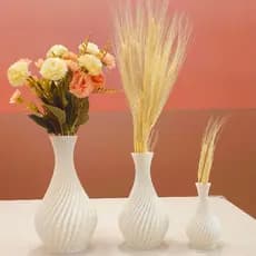 Kit Vasos Decorativos Espiral - Cor Bege (Off white) - Moderno / Luxo / Elegante
