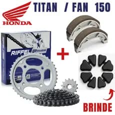 Kit Relação Riffel Titan 150+ Lona Freio ( Patins) + Coxim da Coroa
