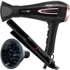 Secador de Cabelo Philco 2100w Ar quente Frio Profissional íons Tourmaline Difusor Prancha Prancha Cerâmica