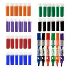 Combo 6 Pinceis Para Quadro Branco Recarregável + 36 Cargas