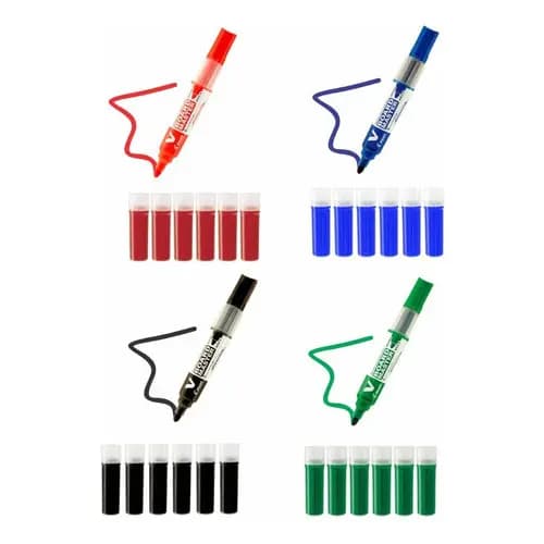 Kit 4 Marcador Pincel Pilot Para Quadro Branco Recarregável + 24 Cargas