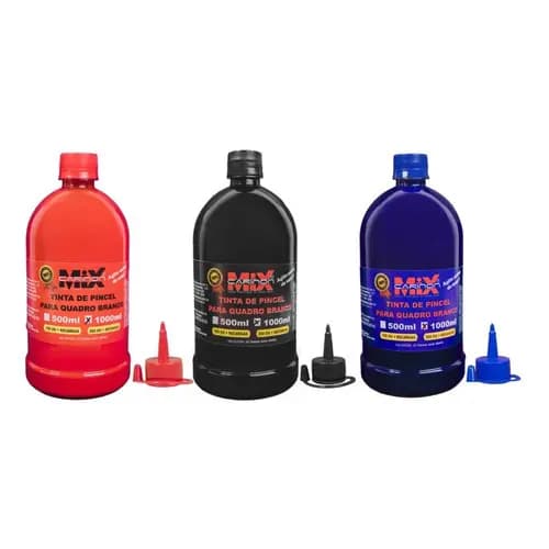 3 Tintas Pincel Quadro Branco Azul 1l, Preto 1l, Vermelho 1l