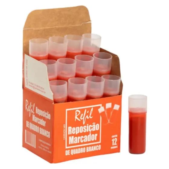 Refil Para Marcador Pincel Piloto Para Quadro Branco Board Master 5,5 ml Com 12 Unidades Vermelho